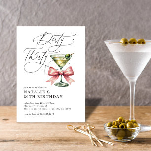 Invitación Cumpleaños Treinta Sucios Minimalistas con Lazo Ro