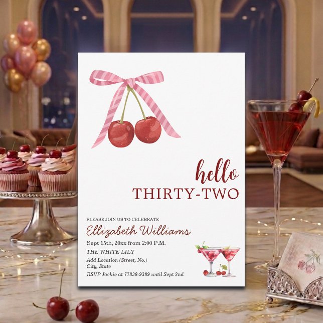 Invitación Cumpleaños treinta y dos del Martini de Cereza (Subido por el creador)