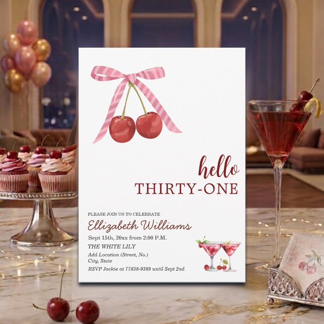 Invitación Cumpleaños treinta y uno Fiesta de Cherry Martini (Subido por el creador)