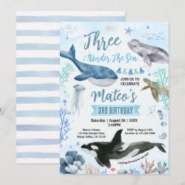 Invitación Cumpleaños Tres Bajo El Mar Acuarela