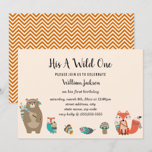 Invitación Cumpleaños Tribal Animal Su Salvaje Uno