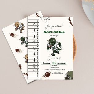 Invitación Cumpleaños Triceratops fútbol americano