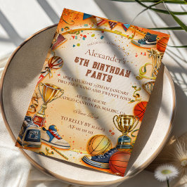 Invitación Cumpleaños Trofeo de Baloncesto Retro