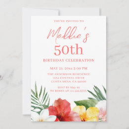 Invitación Cumpleaños tropical 50