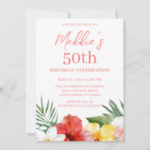 Invitación Cumpleaños tropical 50