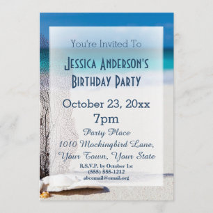 Invitación Cumpleaños tropical azul veraniego