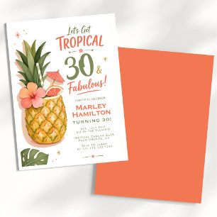 Invitación Cumpleaños tropical de piña 30 y fabuloso 30