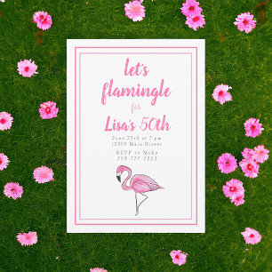 Invitación Cumpleaños Tropical Flamenco Rosa Let's Flamingle