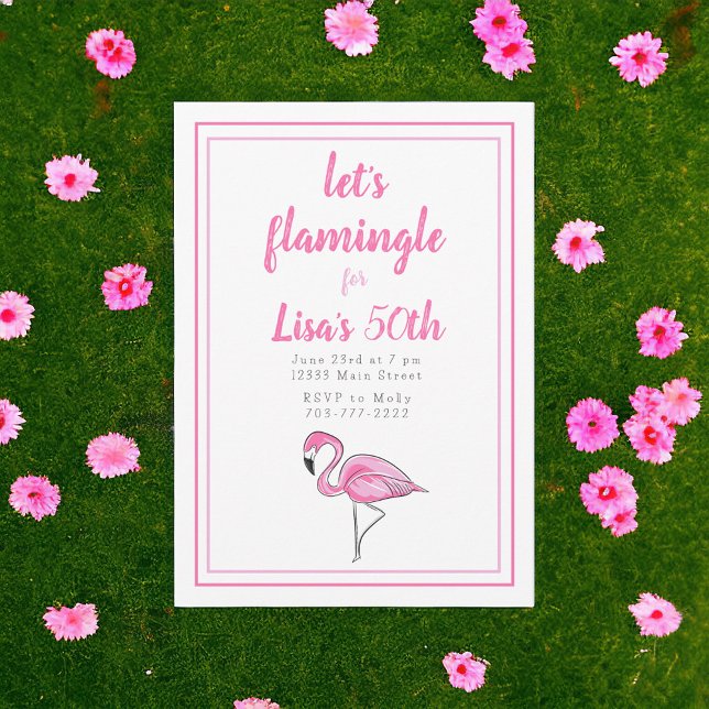Invitación Cumpleaños Tropical Flamenco Rosa Let's Flamingle (Subido por el creador)