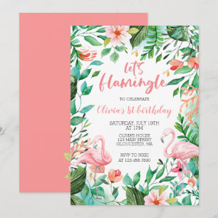 Invitación Cumpleaños tropical flamingle de flamenco