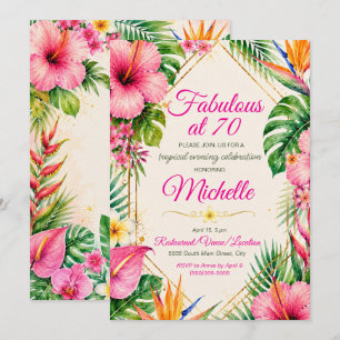 Invitación Cumpleaños Tropical Floral Hawaiano Luau Fabuloso