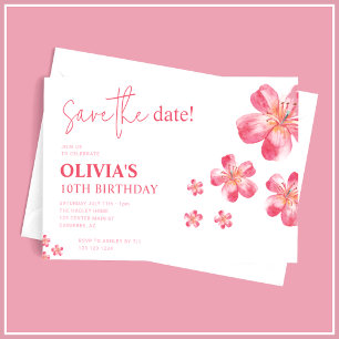 Invitación Cumpleaños Tropical Hibiscus Save the Date