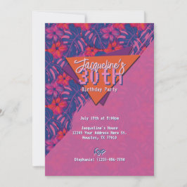 Invitación Cumpleaños Tropical Morado Floral