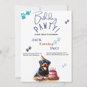 Invitación Cumpleaños Turno De Juerga Rottweiler Personalizad