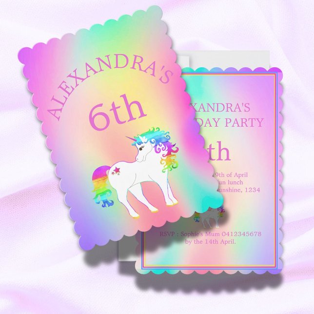 Invitación Cumpleaños unico de unicornio arcoíris mágico y co (Subido por el creador)