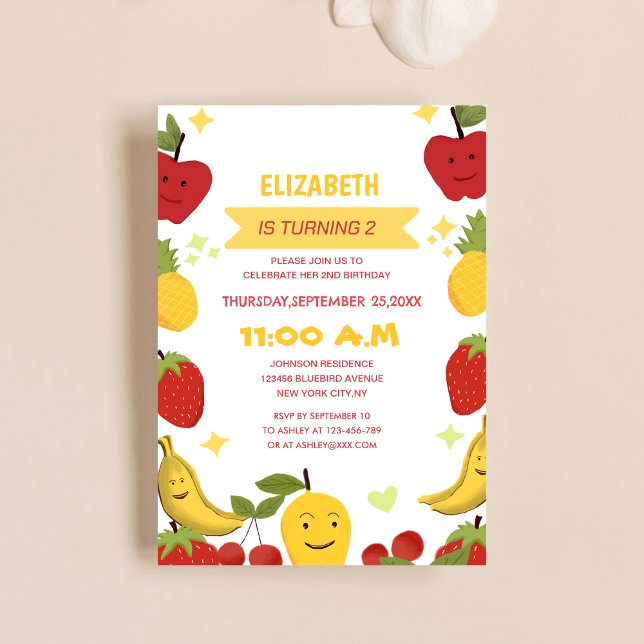 Invitación cumpleaños único para niños con tema de frutas lin (Subido por el creador)