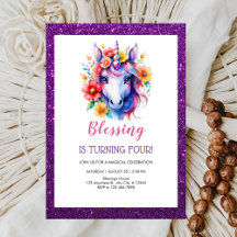 cumpleaños unicornio de purpurina rojo morado lind