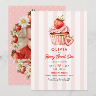 Invitación Cumpleaños uno dulce de fresa
