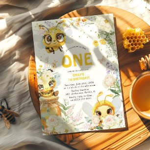 Invitación Cumpleaños UNO 'Dulce para Abeja'