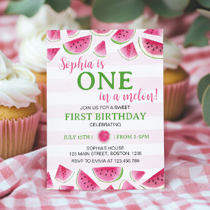 Invitación Cumpleaños Uno En Un Melón de Sandía Fiesta