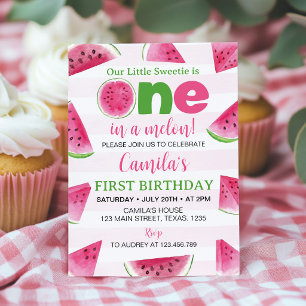 Invitación Cumpleaños Uno en un Melón Sandía