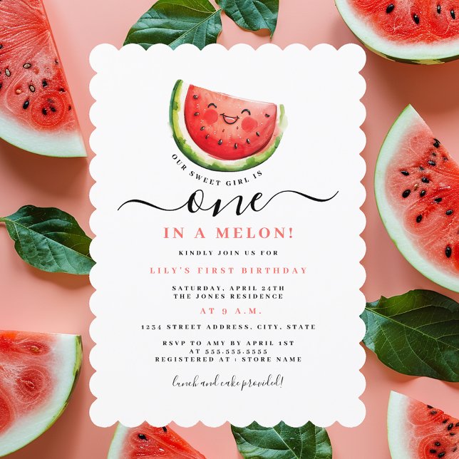 Invitación Cumpleaños Uno Entre Un Millón De Sandía  (Subido por el creador)