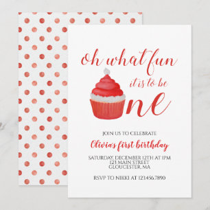 Invitación Cumpleaños uno increíble Cupcake de Santa de Navid