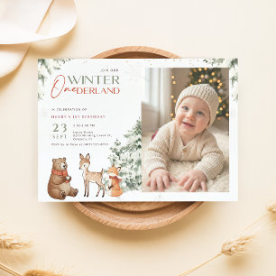 Invitación Cumpleaños Uno Invierno Onederland Niño