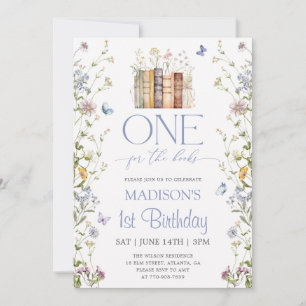 Invitación Cumpleaños Uno Para Los Libros Floral Storybook