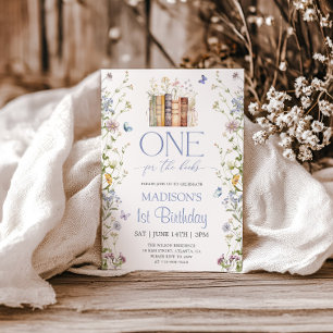 Invitación Cumpleaños Uno Para Los Libros Floral Storybook