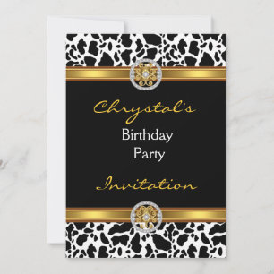 Invitación Cumpleaños Vaca Joyas de Oro Animal