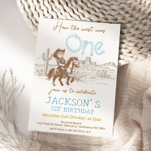 Invitación Cumpleaños Vaquero Azul Antiguo Cómo Era el Oeste 
