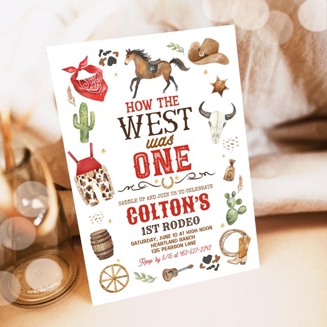 Invitación Cumpleaños Vaquero Cómo el Oeste Fue Uno 1er Rodeo (Subido por el creador)