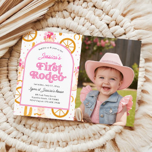 Invitación Cumpleaños Vaquero Salvaje Oeste Primera Rodeo Fot