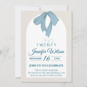 Invitación Cumpleaños Veinte 20 Elegante Arco Azul