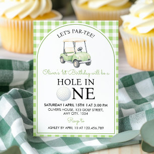 Invitación Cumpleaños Verde de Golf Hole in One para el Prime