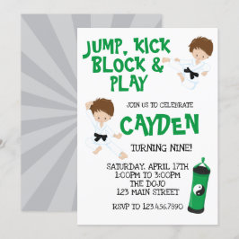 Invitación Cumpleaños Verde Karate Ninja