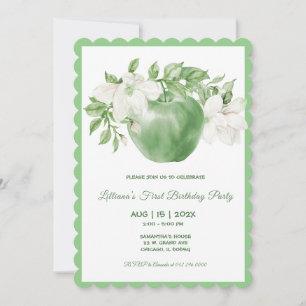 Invitación Cumpleaños Verde Personalizado de Apple