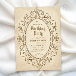 Invitación Cumpleaños victoriano barroco vintage