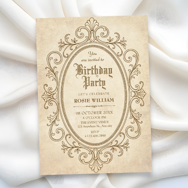 Invitación Cumpleaños victoriano barroco vintage (Subido por el creador)