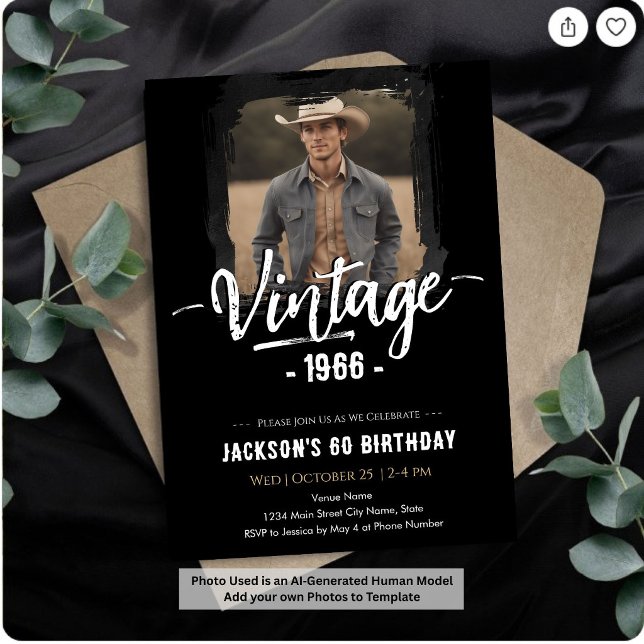 Invitación Cumpleaños Vintage 60 (Subido por el creador)