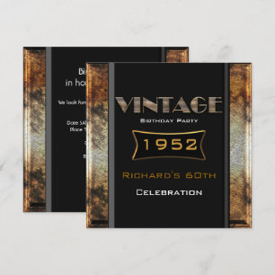 Invitación Cumpleaños Vintage 60 Cumpleaños Dorado Oxidado Ne