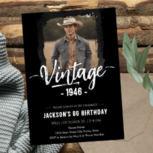 Invitación Cumpleaños Vintage 80