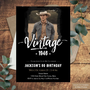 Invitación Cumpleaños Vintage 80