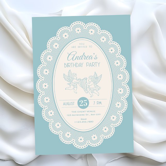 Invitación Cumpleaños vintage azul (Subido por el creador)
