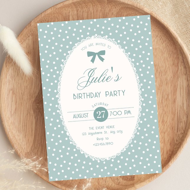 Invitación Cumpleaños vintage de pastel azul (Subido por el creador)