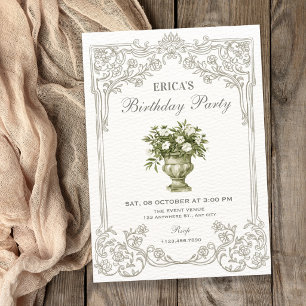 Invitación Cumpleaños vintage decorativo Toile francés