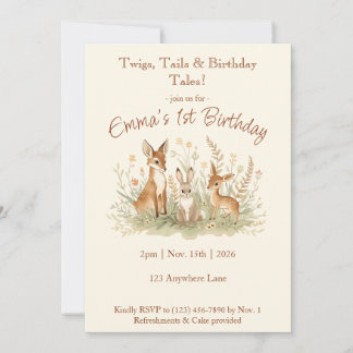 Invitación Cumpleaños vintage del bosque