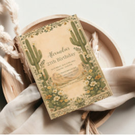Invitación Cumpleaños Vintage Desert Botanicals