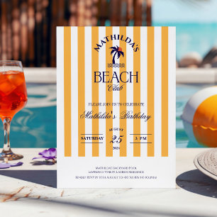 Invitación Cumpleaños Vintage Femenino del Club de Playa Amar